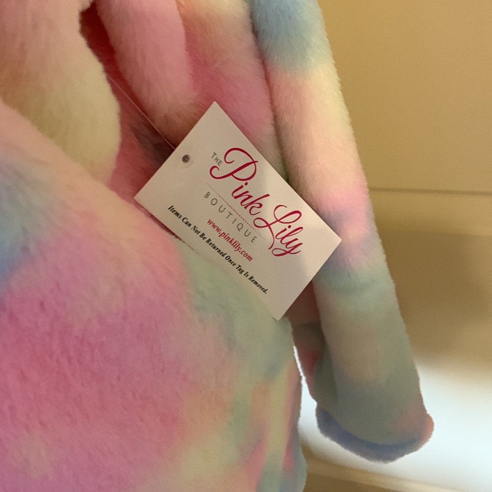 NWT Rainbow Faux Fur Pullover - Picture 3 of 8